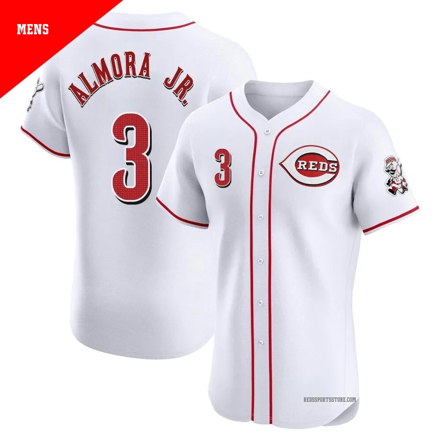 Cincinnati Reds ＃3 Albert Almora Jr. Men's White Elite Home Jersey