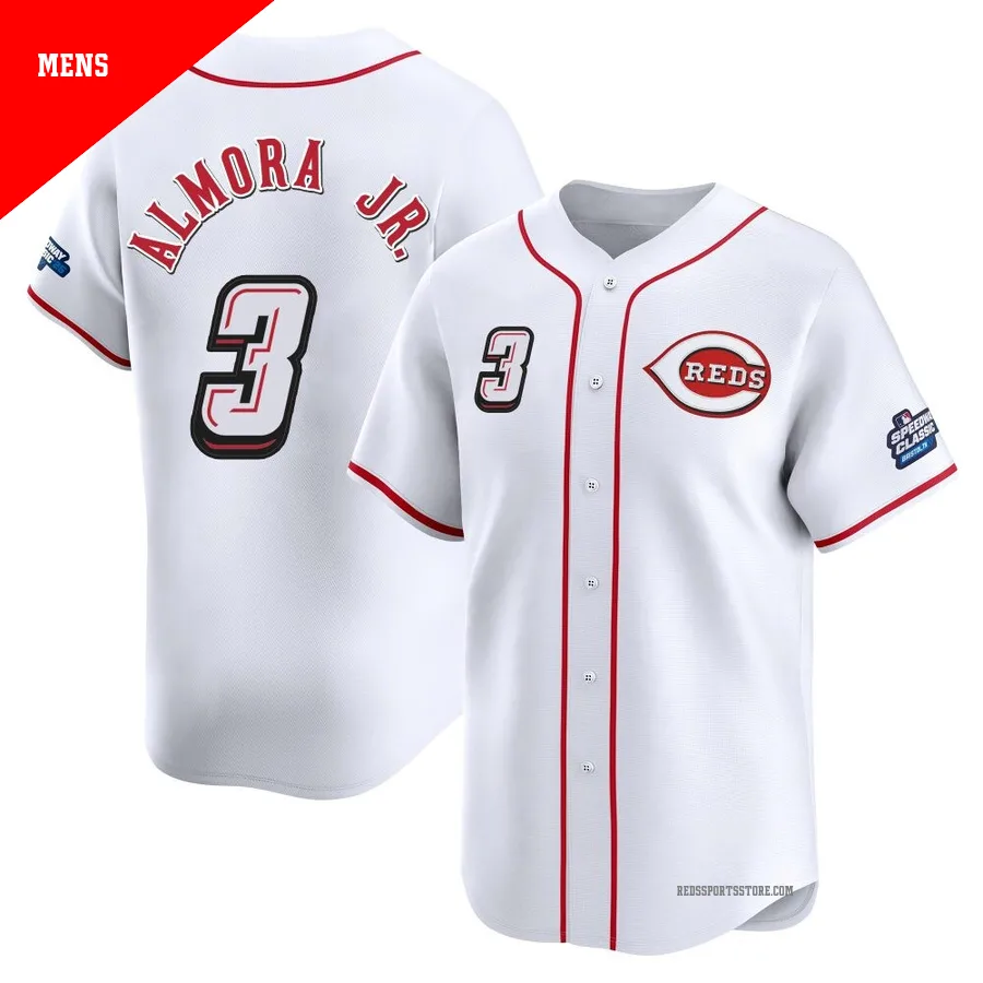 Cincinnati Reds ＃3 Albert Almora Jr. Men's White Limited 2025 Speedway Classic Alternate Jersey
