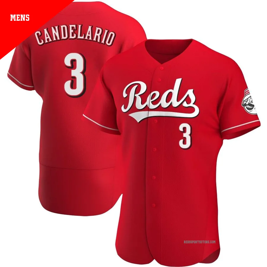 Cincinnati Reds ＃3 Jeimer Candelario Men's Red Authentic Alternate Jersey
