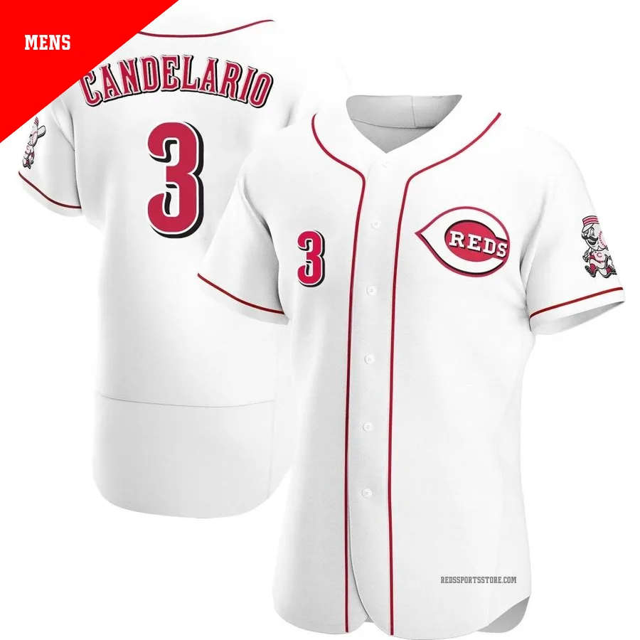Cincinnati Reds ＃3 Jeimer Candelario Men's White Authentic Home Jersey