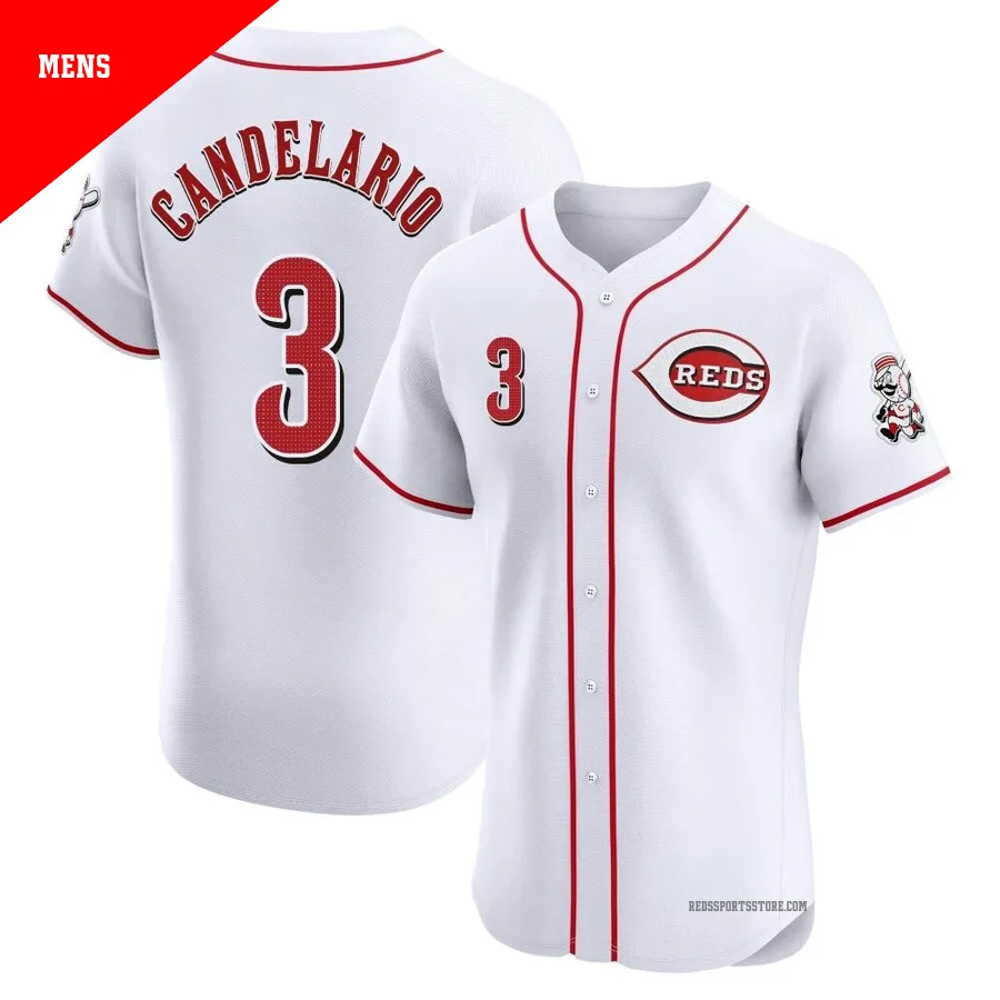 Cincinnati Reds ＃3 Jeimer Candelario Men's White Elite Home Jersey