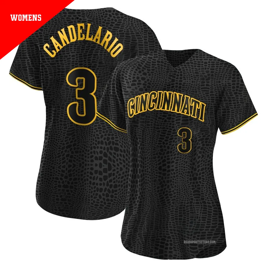 Cincinnati Reds ＃3 Jeimer Candelario Women's Black Authentic Snake Skin City Jersey