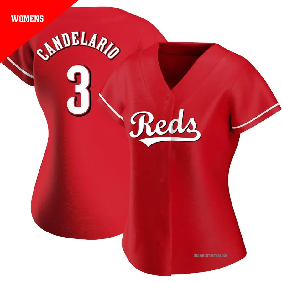 Cincinnati Reds ＃3 Jeimer Candelario Women's Red Authentic Alternate Jersey