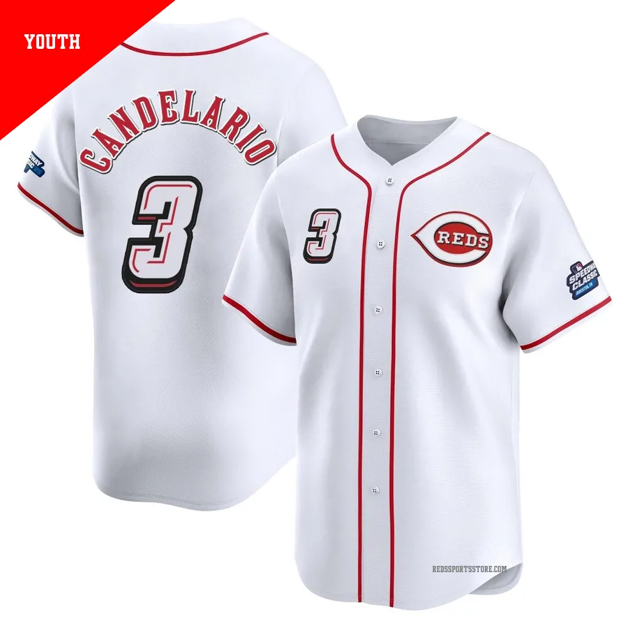 Cincinnati Reds ＃3 Jeimer Candelario Youth White Limited 2025 Speedway Classic Alternate Jersey