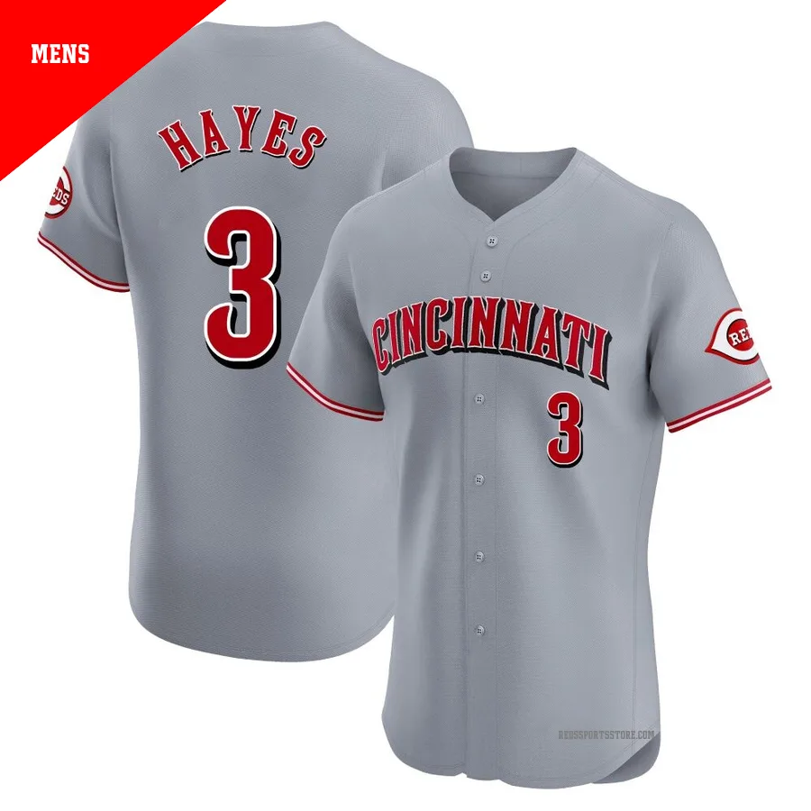 Cincinnati Reds ＃3 Ke'Bryan Hayes Men's Gray Elite Road Jersey