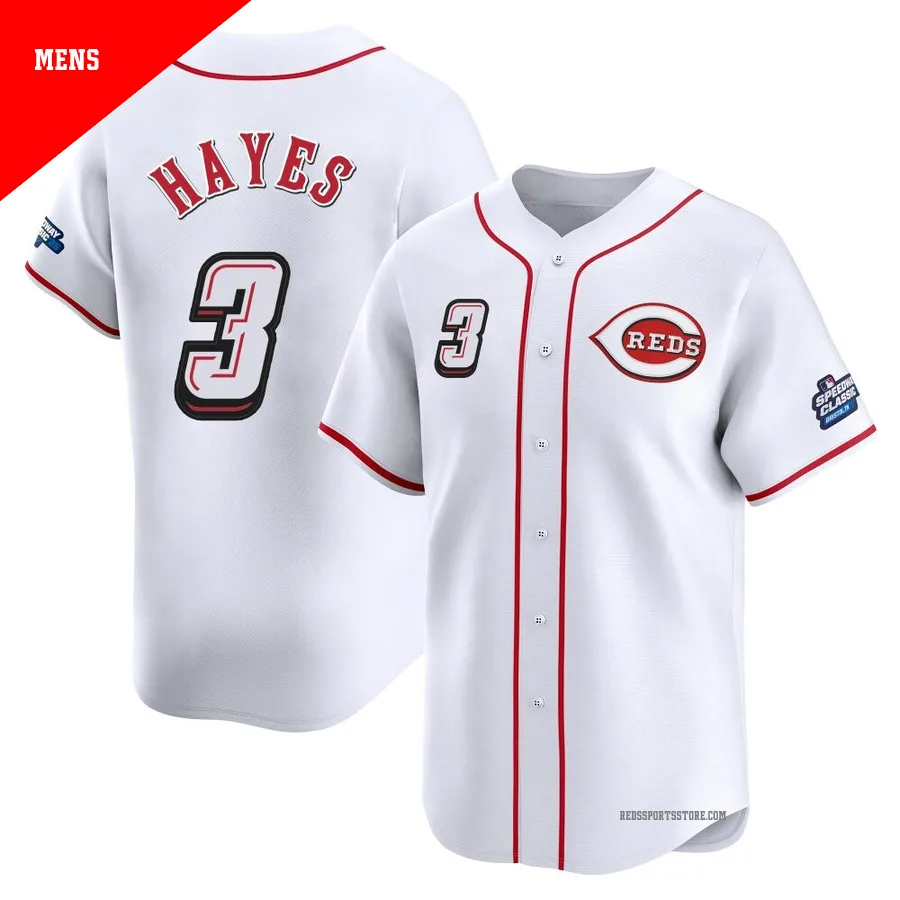 Cincinnati Reds ＃3 Ke'Bryan Hayes Men's White Limited 2025 Speedway Classic Alternate Jersey