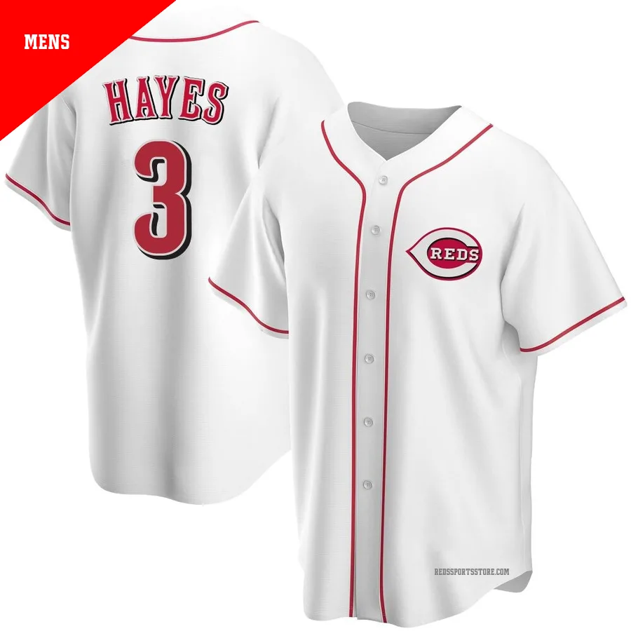 Cincinnati Reds ＃3 Ke'Bryan Hayes Men's White Replica Home Jersey