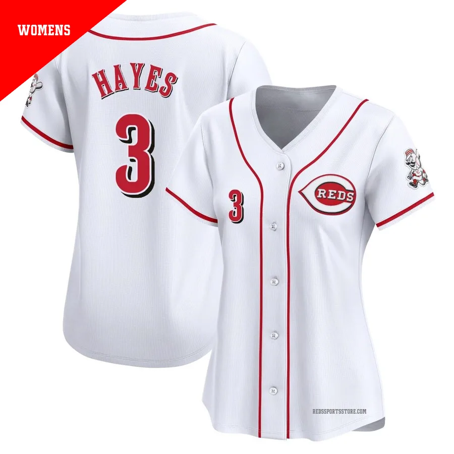 Cincinnati Reds ＃3 Ke'Bryan Hayes Women's White Limited Home Jersey