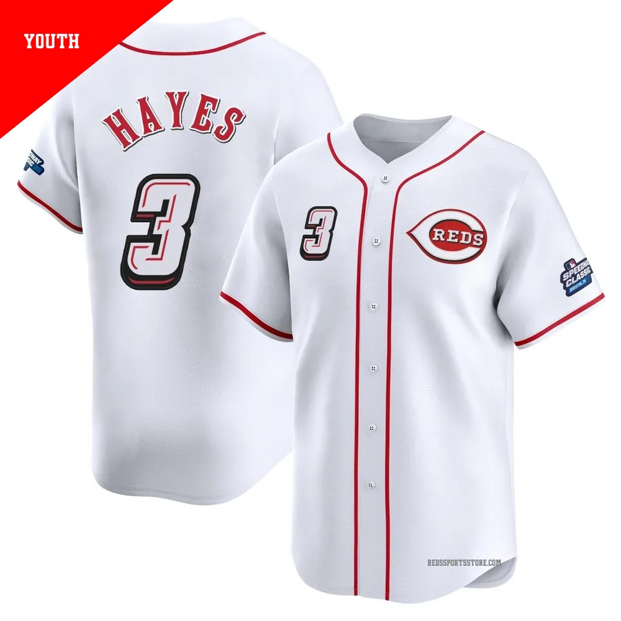 Cincinnati Reds ＃3 Ke'Bryan Hayes Youth White Limited 2025 Speedway Classic Alternate Jersey