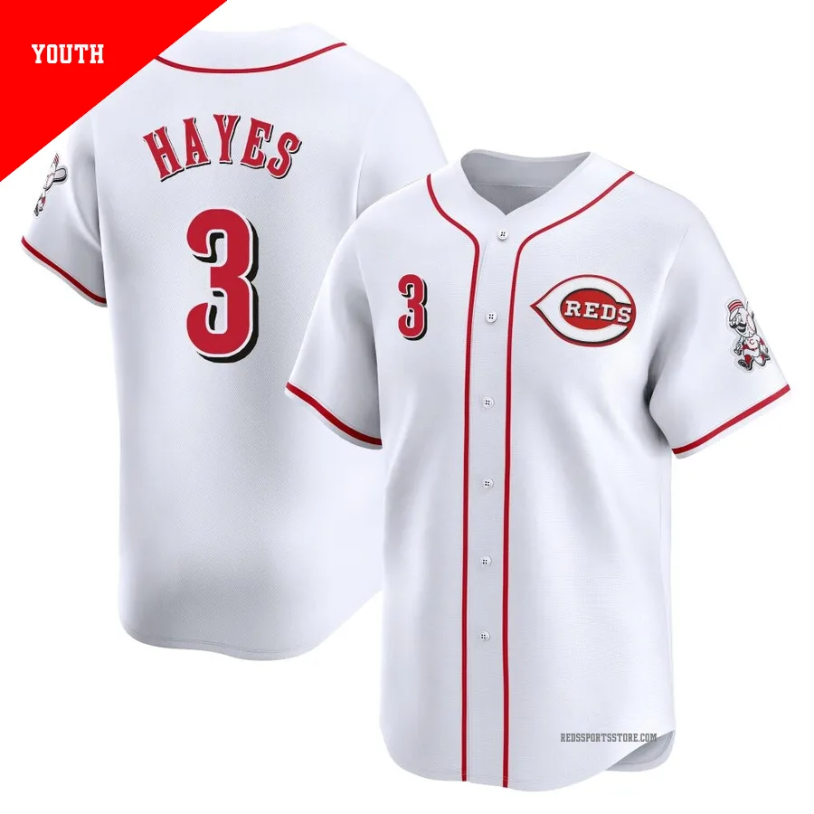Cincinnati Reds ＃3 Ke'Bryan Hayes Youth White Limited Home Jersey