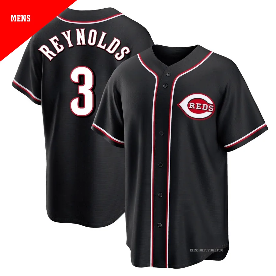 Cincinnati Reds ＃3 Matt Reynolds Men's Black Replica Fashion Out Jersey