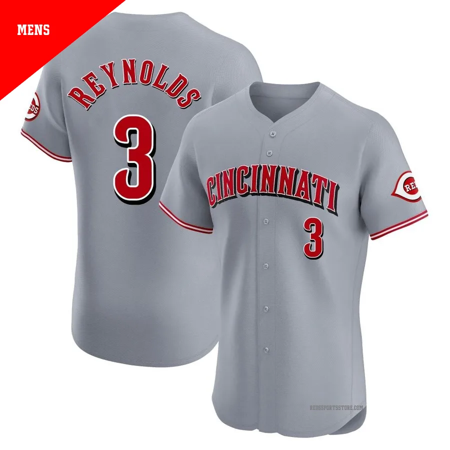 Cincinnati Reds ＃3 Matt Reynolds Men's Gray Elite Road Jersey