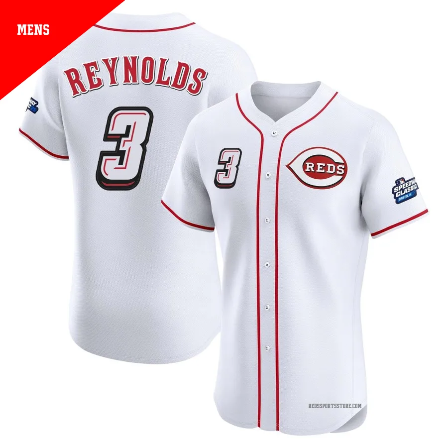 Cincinnati Reds ＃3 Matt Reynolds Men's White Elite 2025 Speedway Classic Alternate Jersey