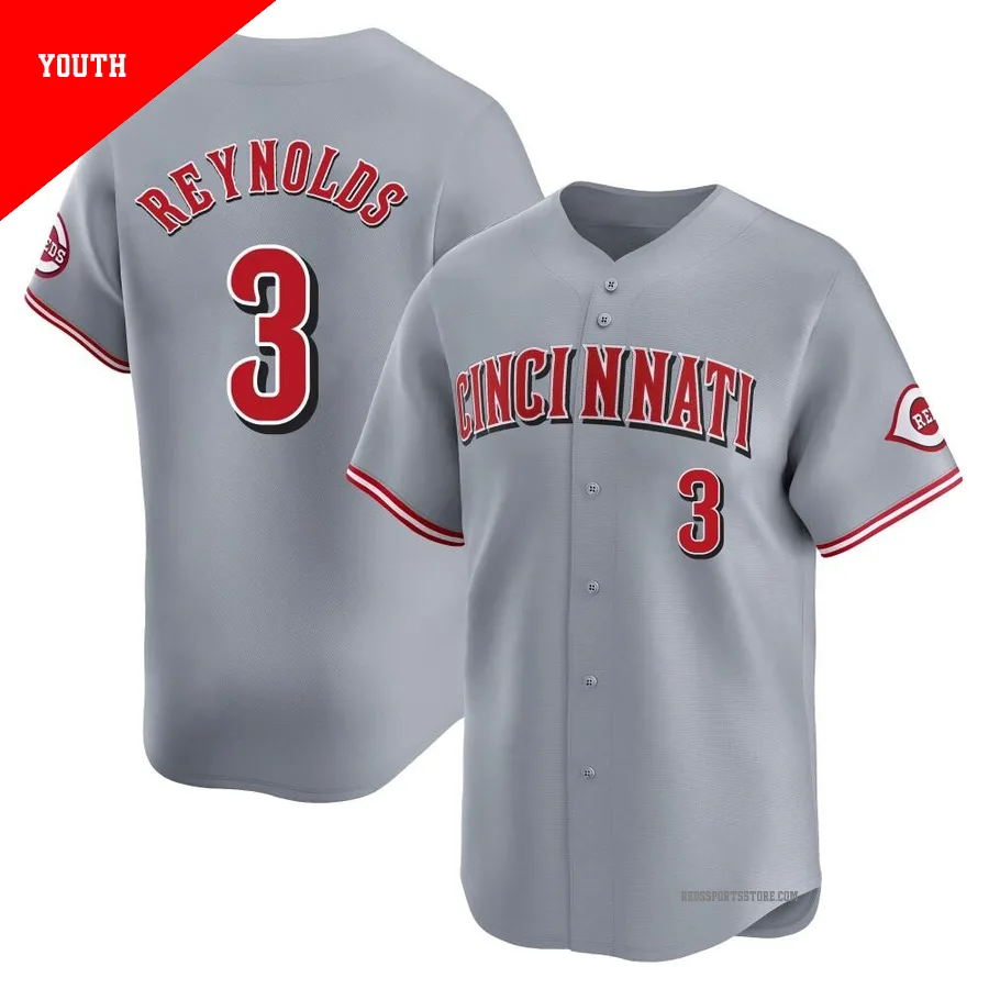 Cincinnati Reds ＃3 Matt Reynolds Youth Gray Limited Away Jersey