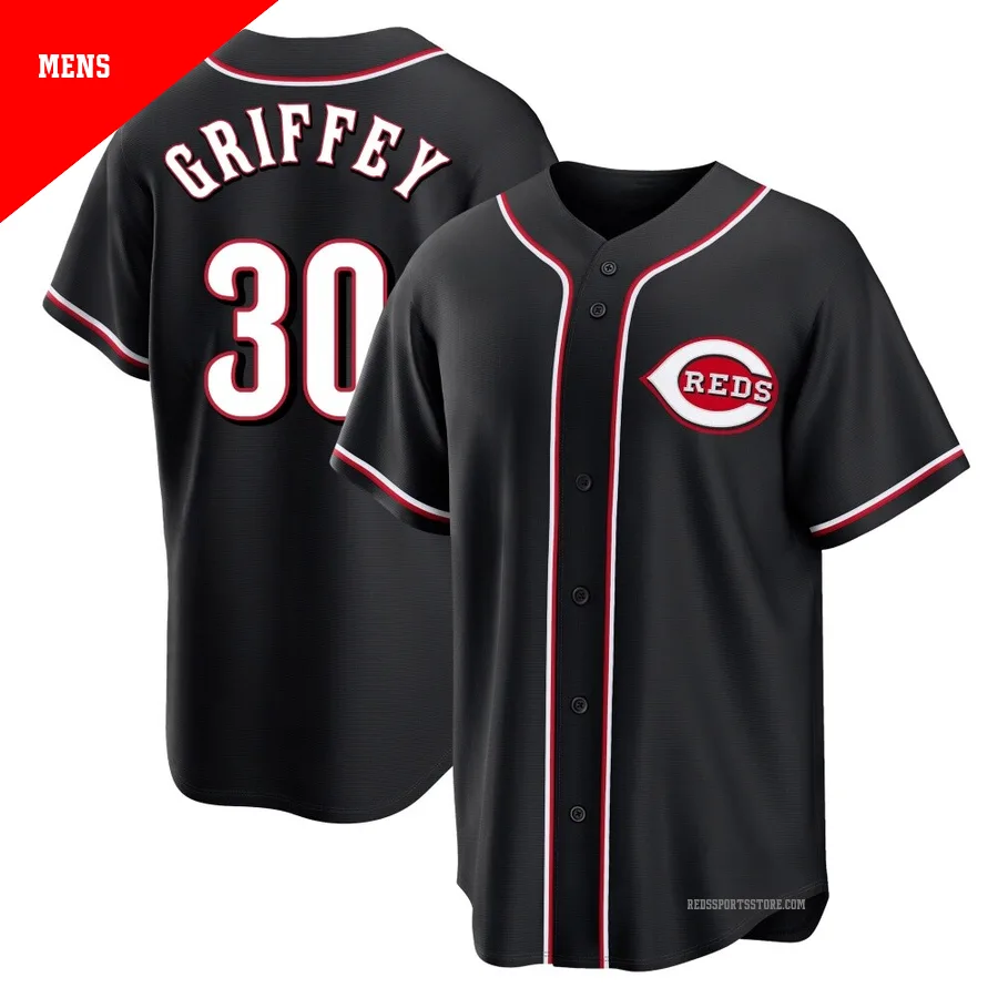 Cincinnati Reds ＃30 Ken Griffey Men's Black Replica Fashion Out Jersey
