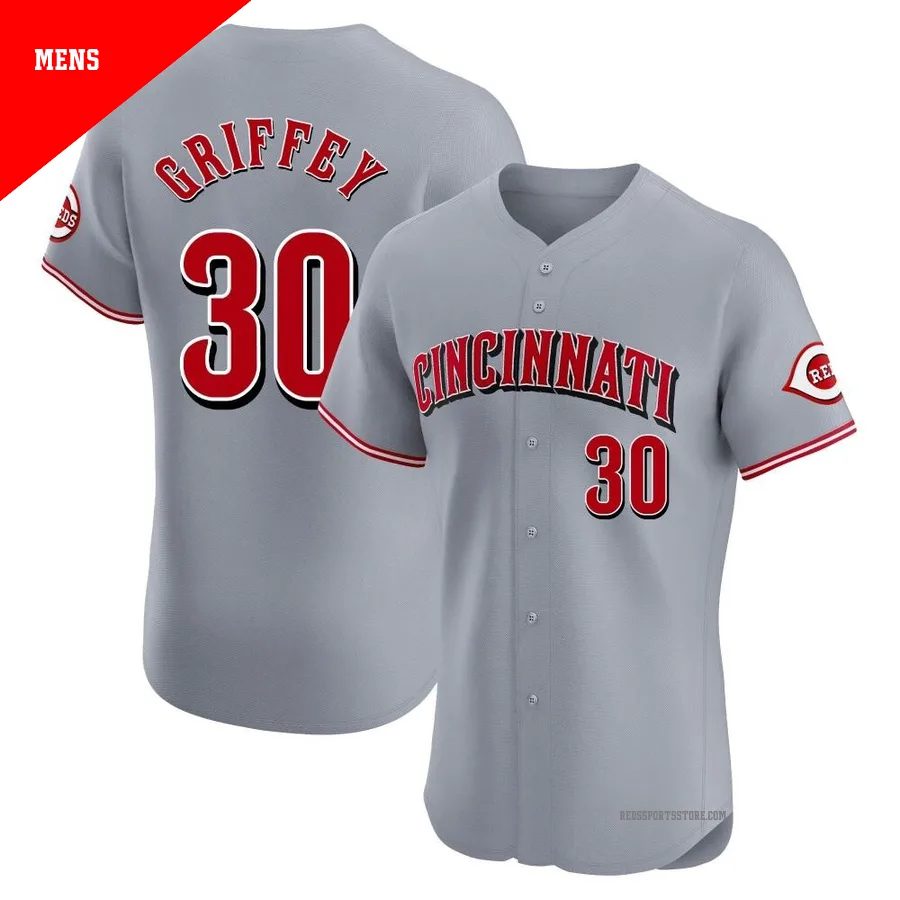 Cincinnati Reds ＃30 Ken Griffey Men's Gray Elite Road Jersey