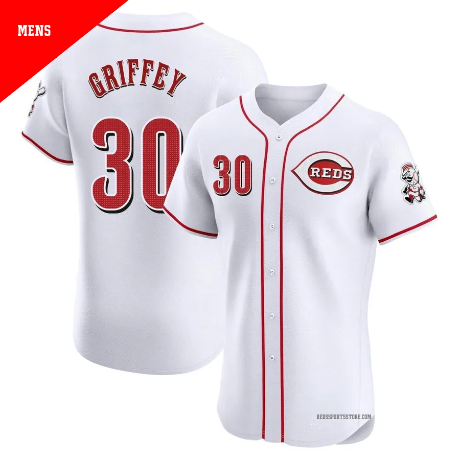 Cincinnati Reds ＃30 Ken Griffey Men's White Elite Home Jersey