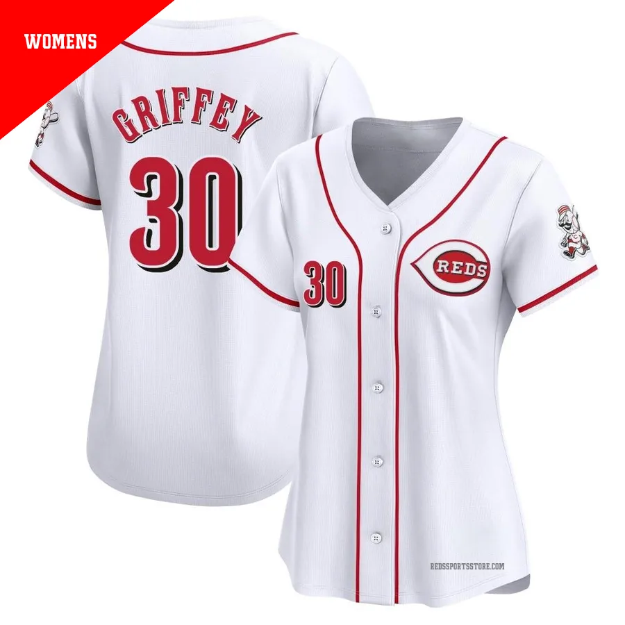 Cincinnati Reds ＃30 Ken Griffey Women's White Limited Home Jersey