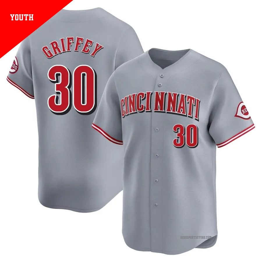 Cincinnati Reds ＃30 Ken Griffey Youth Gray Limited Away Jersey
