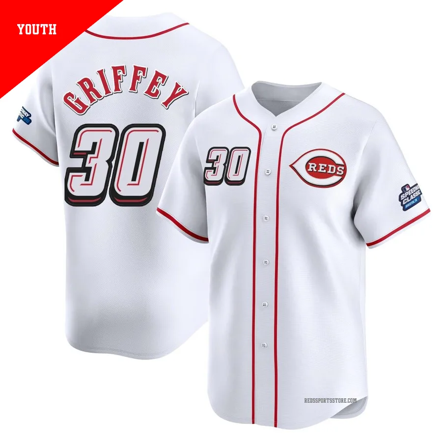 Cincinnati Reds ＃30 Ken Griffey Youth White Limited 2025 Speedway Classic Alternate Jersey