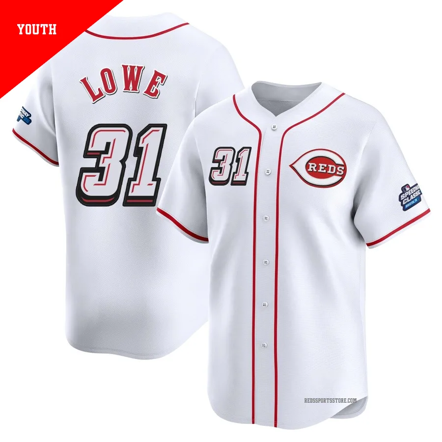 Cincinnati Reds ＃31 Nathaniel Lowe Youth White Limited 2025 Speedway Classic Alternate Jersey