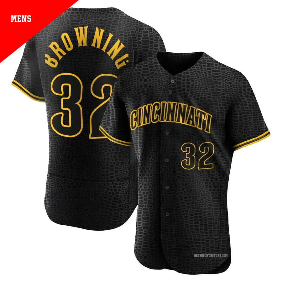 Cincinnati Reds ＃32 Tom Browning Men's Black Authentic Snake Skin City Jersey