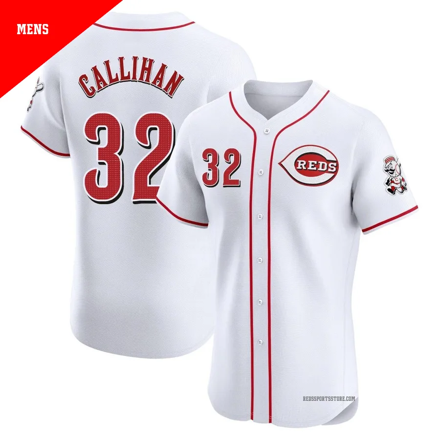 Cincinnati Reds ＃32 Tyler Callihan Men's White Elite Home Jersey