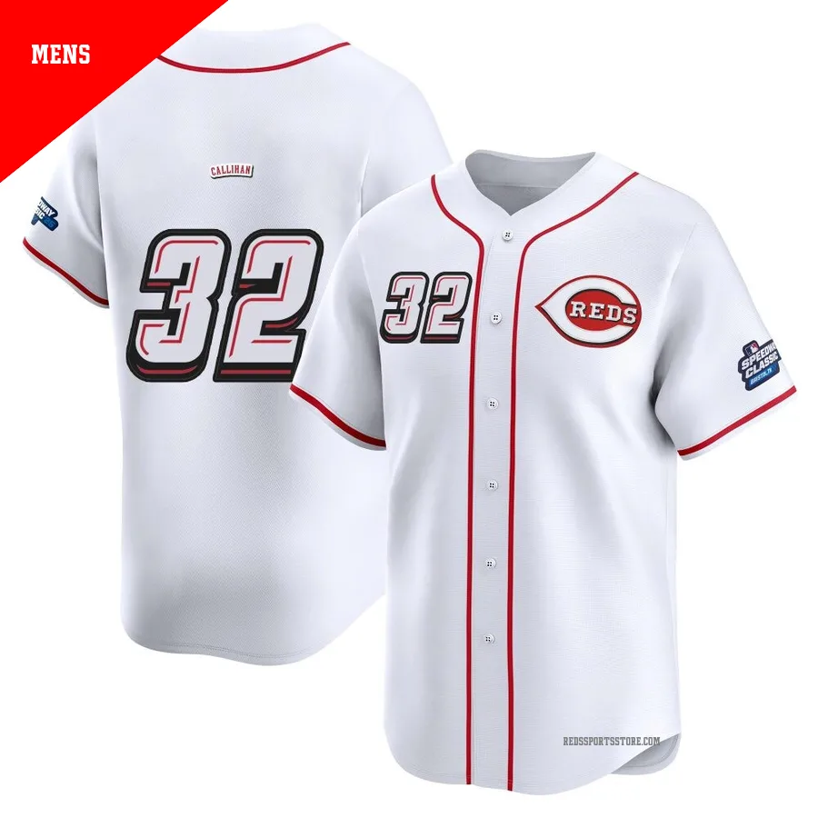 Cincinnati Reds ＃32 Tyler Callihan Men's White Limited 2025 Speedway Classic Alternate Jersey