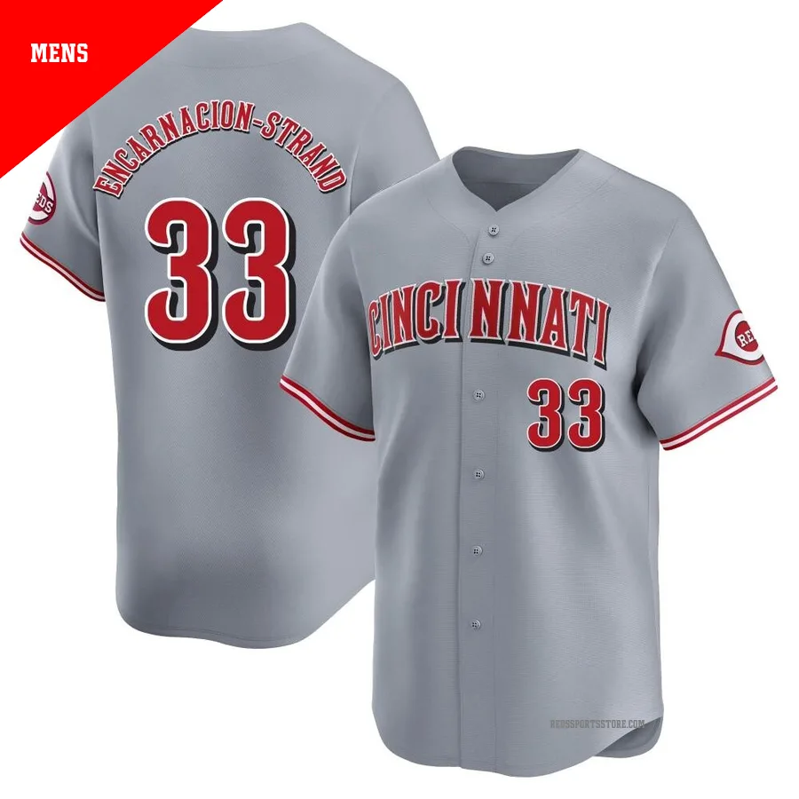 Cincinnati Reds ＃33 Christian Encarnacion-Strand Men's Gray Limited Away Jersey