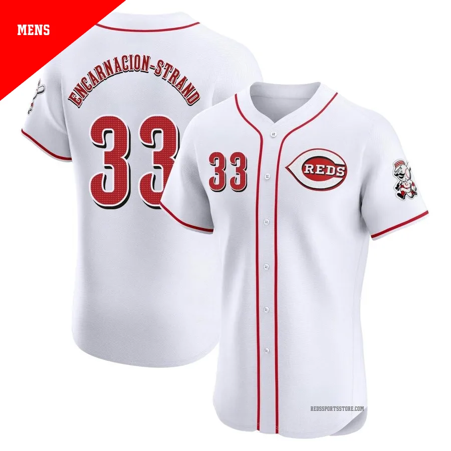 Cincinnati Reds ＃33 Christian Encarnacion-Strand Men's White Elite Home Jersey