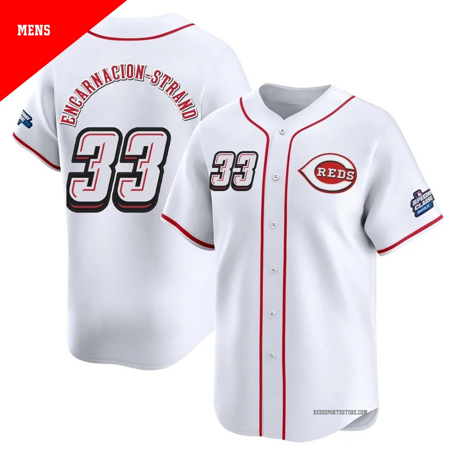 Cincinnati Reds ＃33 Christian Encarnacion-Strand Men's White Limited 2025 Speedway Classic Alternate Jersey