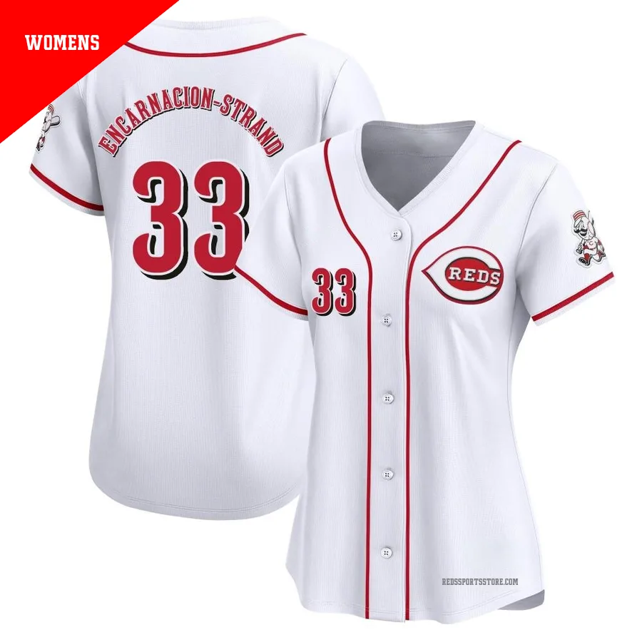 Cincinnati Reds ＃33 Christian Encarnacion-Strand Women's White Limited Home Jersey
