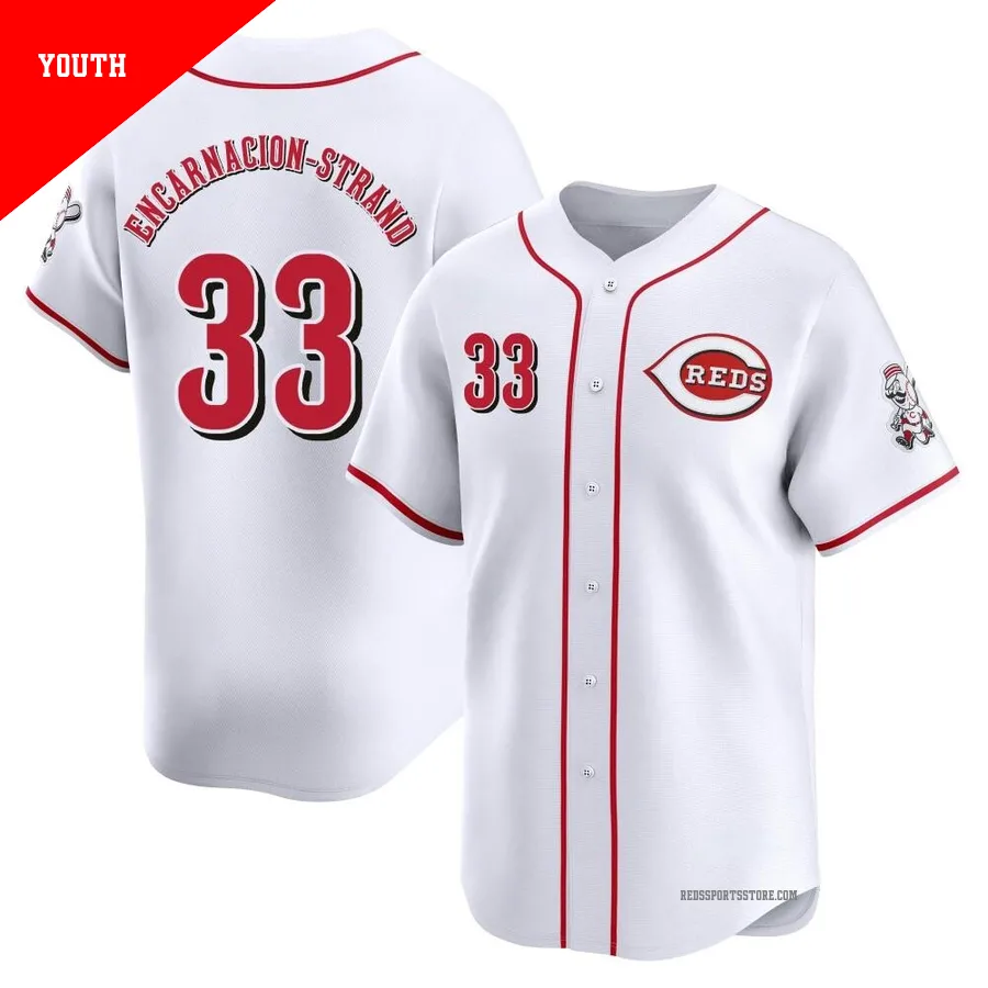 Cincinnati Reds ＃33 Christian Encarnacion-Strand Youth White Limited Home Jersey