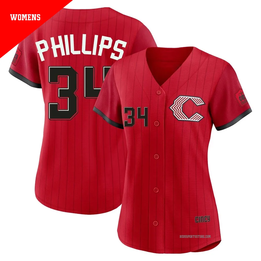 Cincinnati Reds ＃34 Connor Phillips Women's Red Limited 2026 City Connect Stadium Jersey