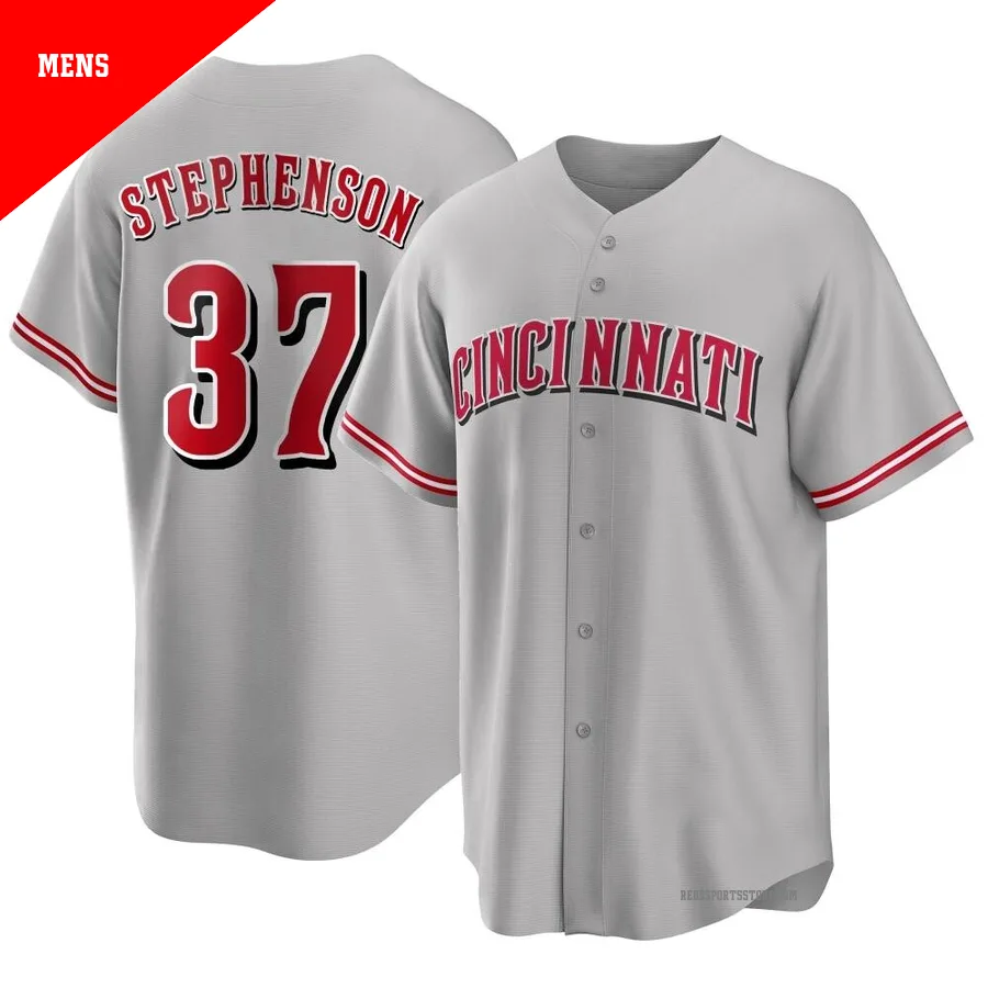 Cincinnati Reds ＃37 Tyler Stephenson Men's Gray Replica Road Jersey