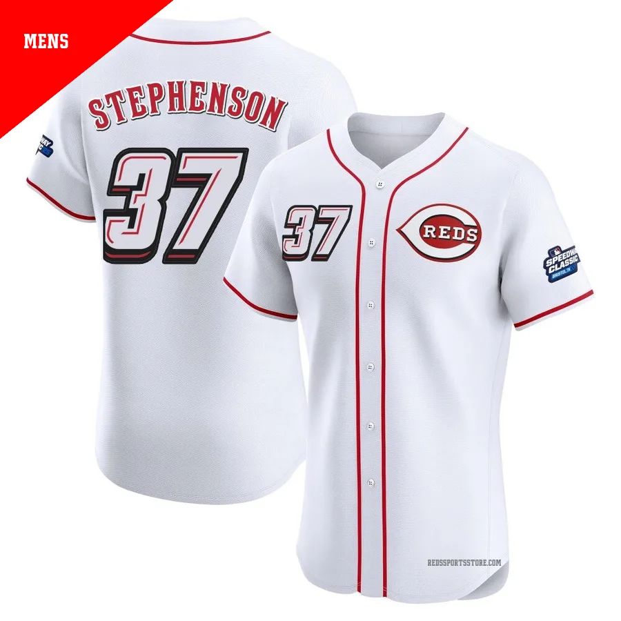 Cincinnati Reds ＃37 Tyler Stephenson Men's White Elite 2025 Speedway Classic Alternate Jersey