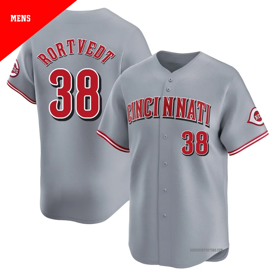 Cincinnati Reds ＃38 Ben Rortvedt Men's Gray Limited Away Jersey