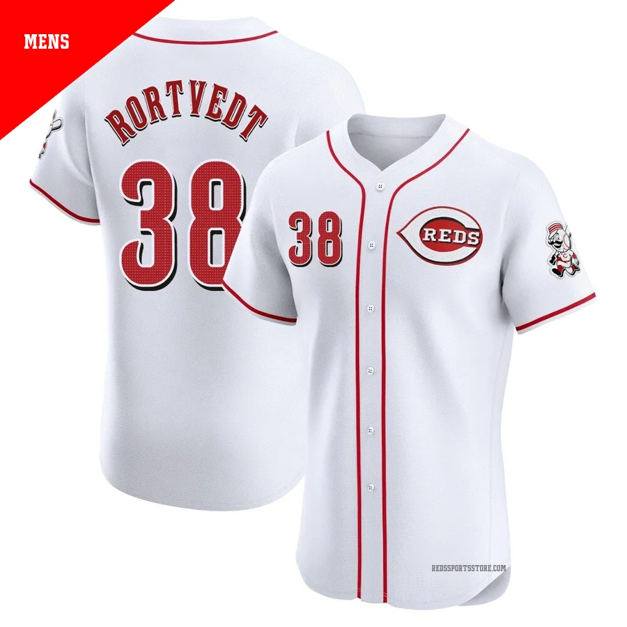 Cincinnati Reds ＃38 Ben Rortvedt Men's White Elite Home Jersey