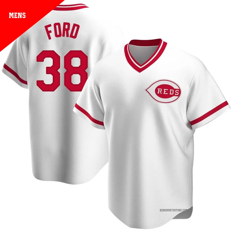 Cincinnati Reds ＃38 Mike Ford Men's White Replica Home Cooperstown Collection Jersey