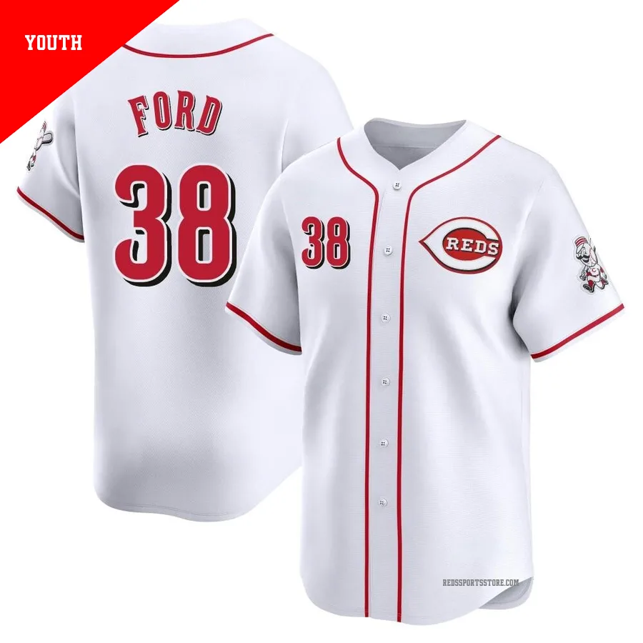Cincinnati Reds ＃38 Mike Ford Youth White Limited Home Jersey