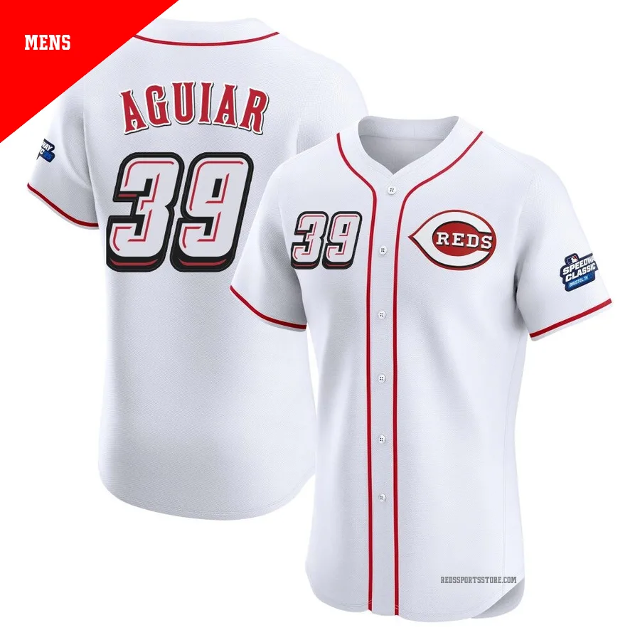 Cincinnati Reds ＃39 Julian Aguiar Men's White Elite 2025 Speedway Classic Alternate Jersey