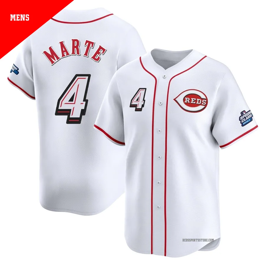 Cincinnati Reds ＃4 Noelvi Marte Men's White Limited 2025 Speedway Classic Alternate Jersey