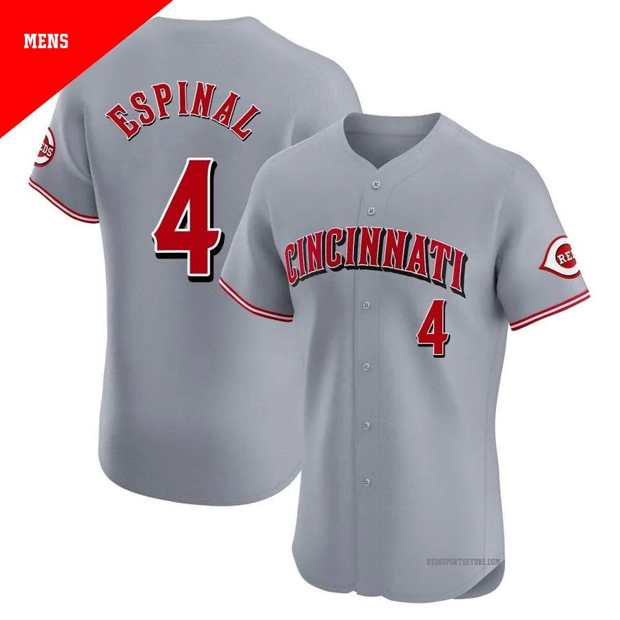 Cincinnati Reds ＃4 Santiago Espinal Men's Gray Elite Road Jersey