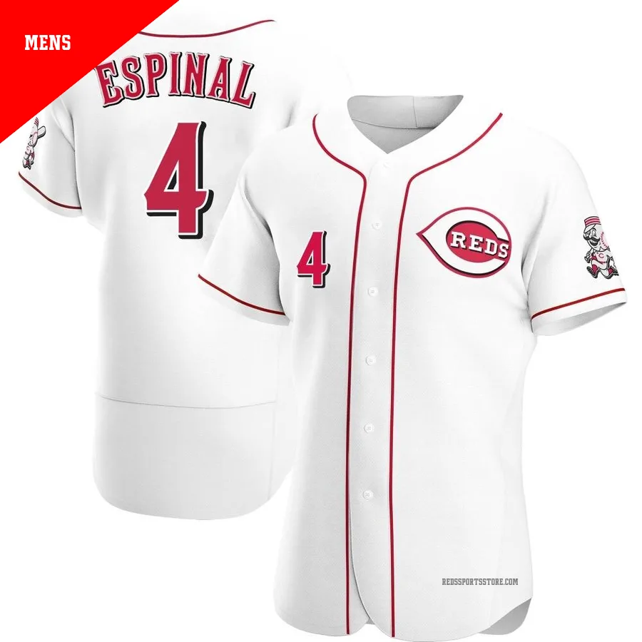 Cincinnati Reds ＃4 Santiago Espinal Men's White Authentic Home Jersey