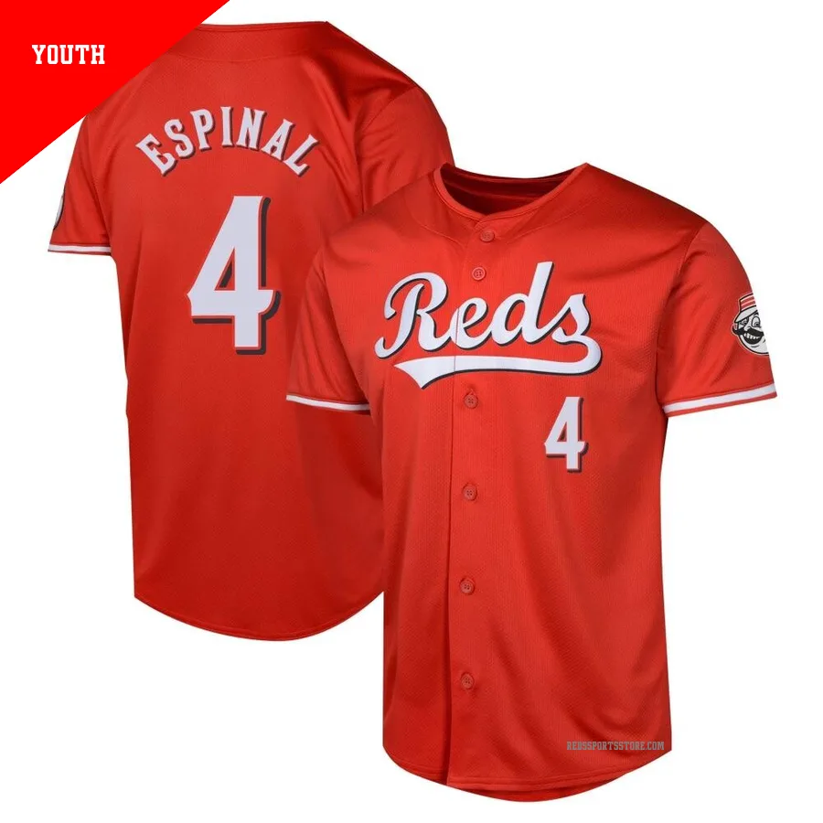 Cincinnati Reds ＃4 Santiago Espinal Youth Red Limited Alternate Jersey