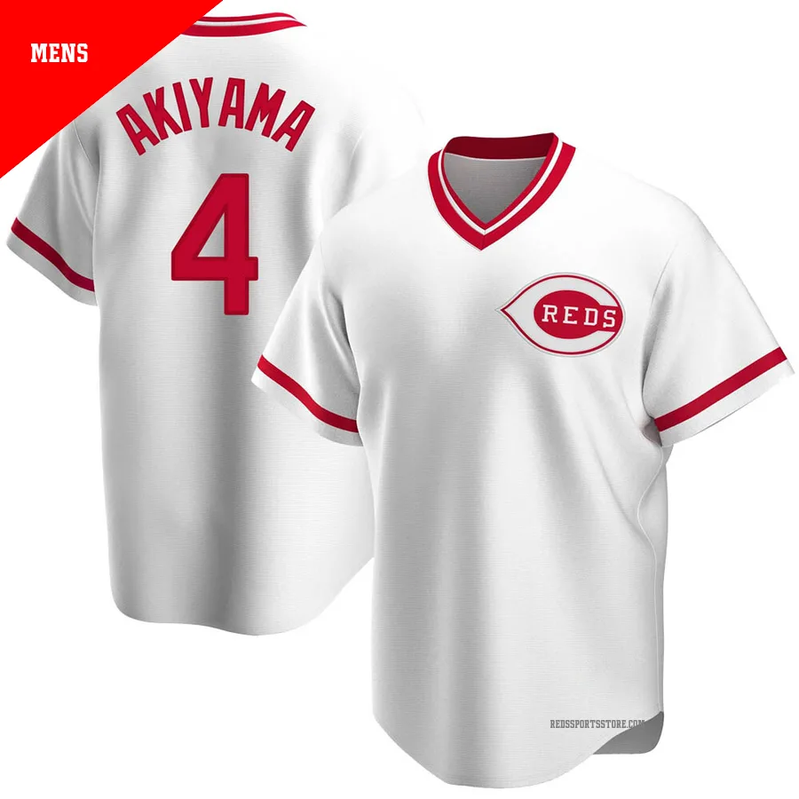 Cincinnati Reds ＃4 Shogo Akiyama Men's White Replica Home Cooperstown Collection Jersey