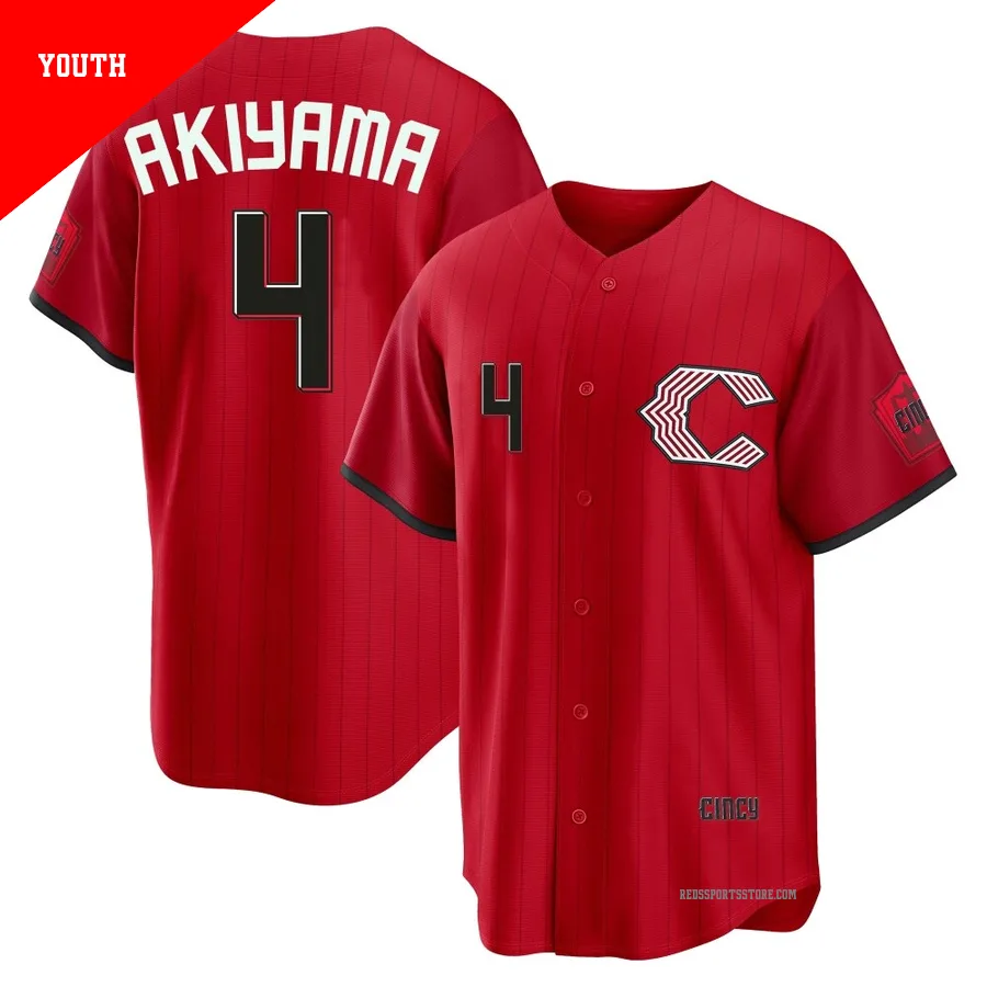 Cincinnati Reds ＃4 Shogo Akiyama Youth Red Limited 2026 City Connect Stadium Jersey