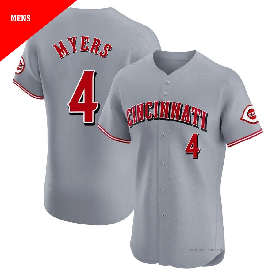Cincinnati Reds ＃4 Wil Myers Men's Gray Elite Road Jersey