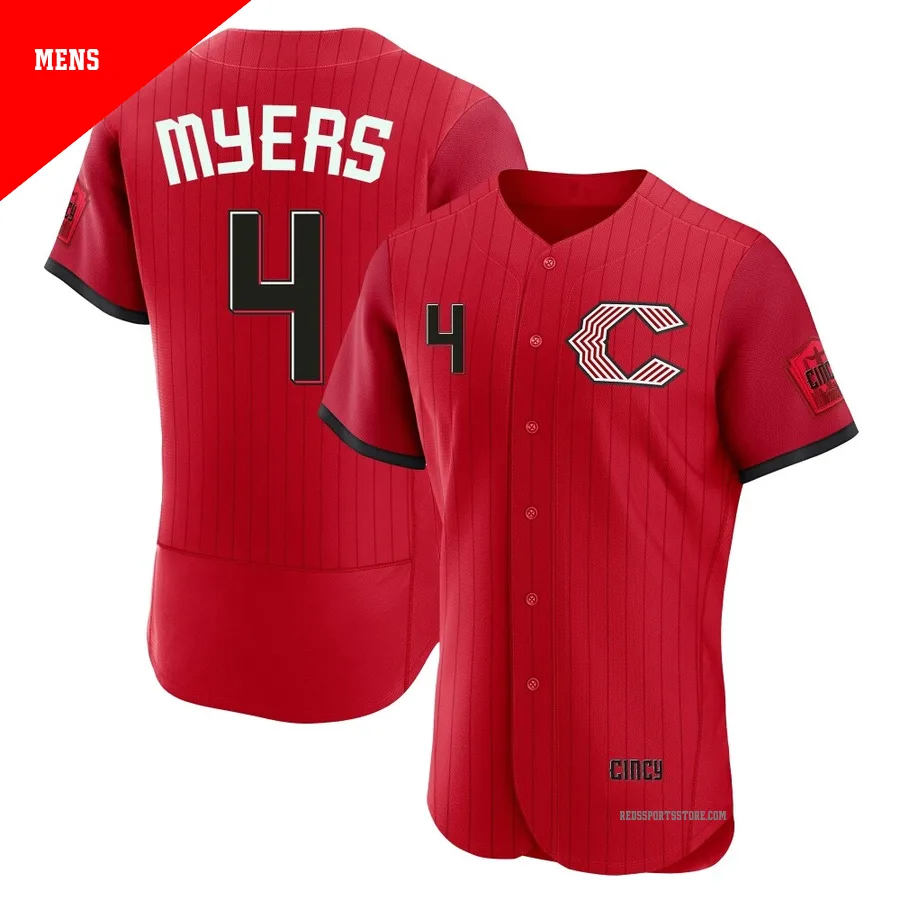 Cincinnati Reds ＃4 Wil Myers Men's Red Authentic 2026 City Connect Stadium Jersey
