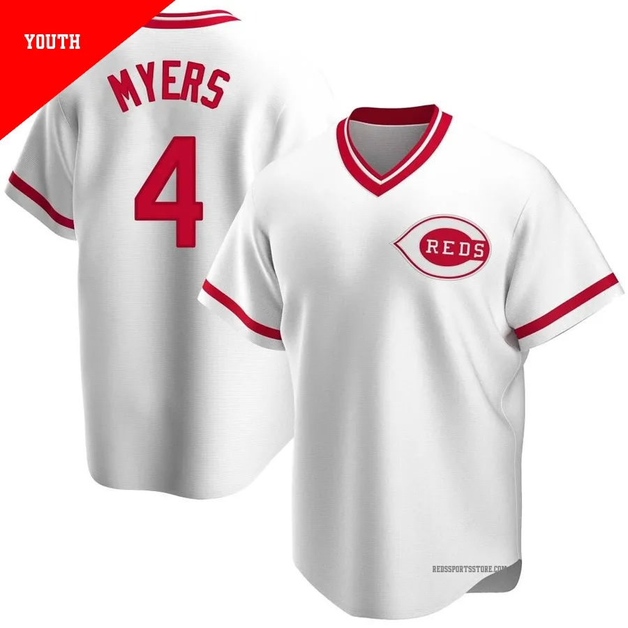 Cincinnati Reds ＃4 Wil Myers Youth White Replica Home Cooperstown Collection Jersey